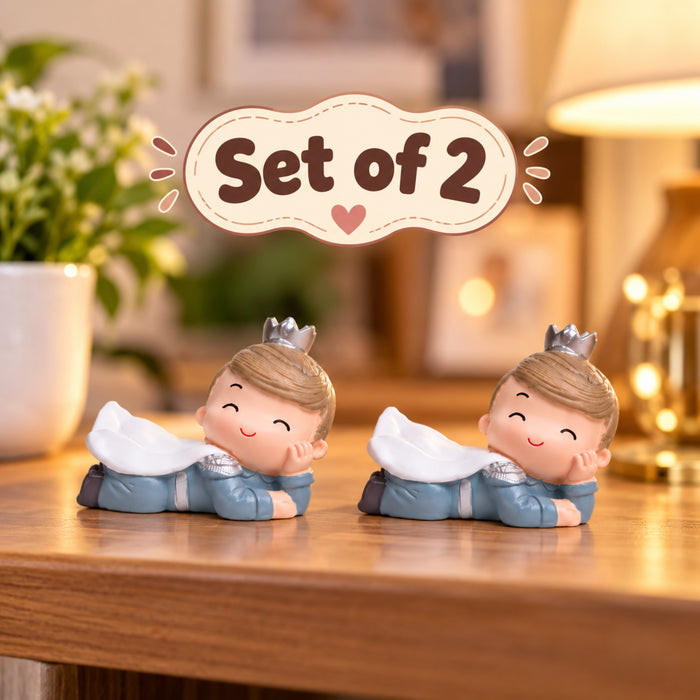 ( Pack of 2 Lying Prince | Car décor| Baby Shower Gifts | Shelf Décor | Resin Home décor
