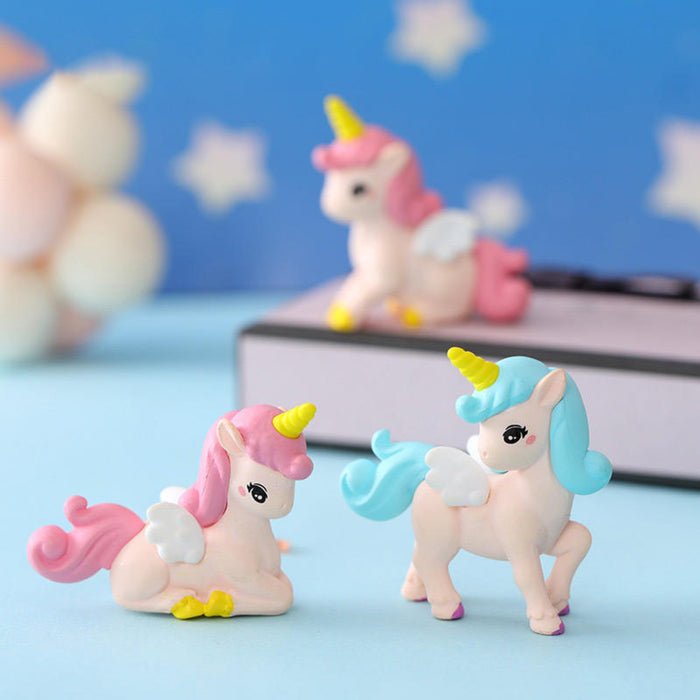 Set of 4 Winged Unicorns for Fairy Garden Accessory|  Doll House Accessories, and DIY Crafts, Desk| Display Figures