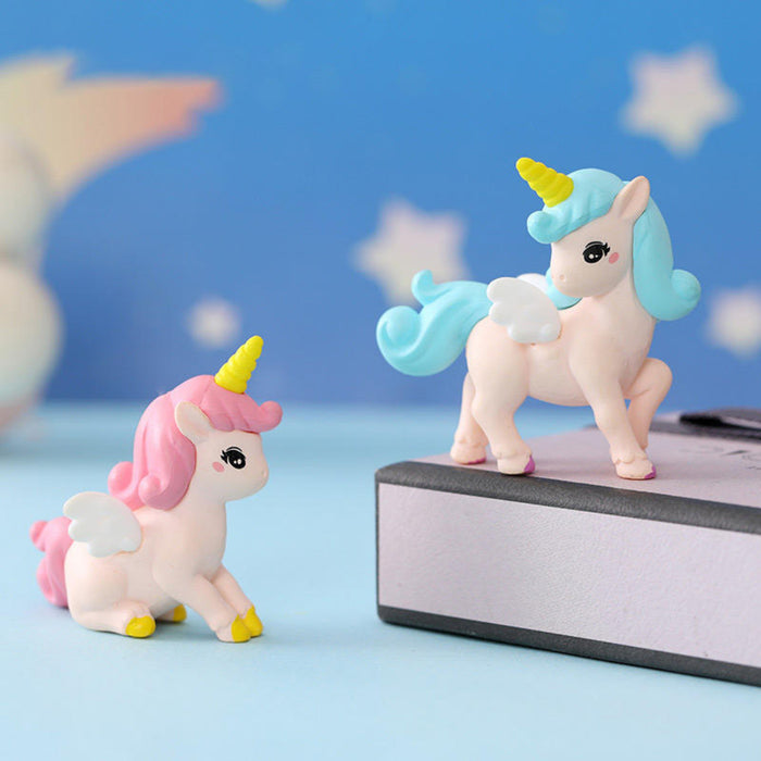 Set of 4 Winged Unicorns for Fairy Garden Accessory|  Doll House Accessories, and DIY Crafts, Desk| Display Figures