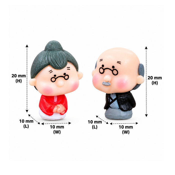 Wonderland Handcrafted Grandparents Miniature Statues – Sweet Elderly Couple Home Decor Figurines for Shelves and Desks| Fairy Garden Accessories, Doll House, DIY Craft, Display (Set of 2)