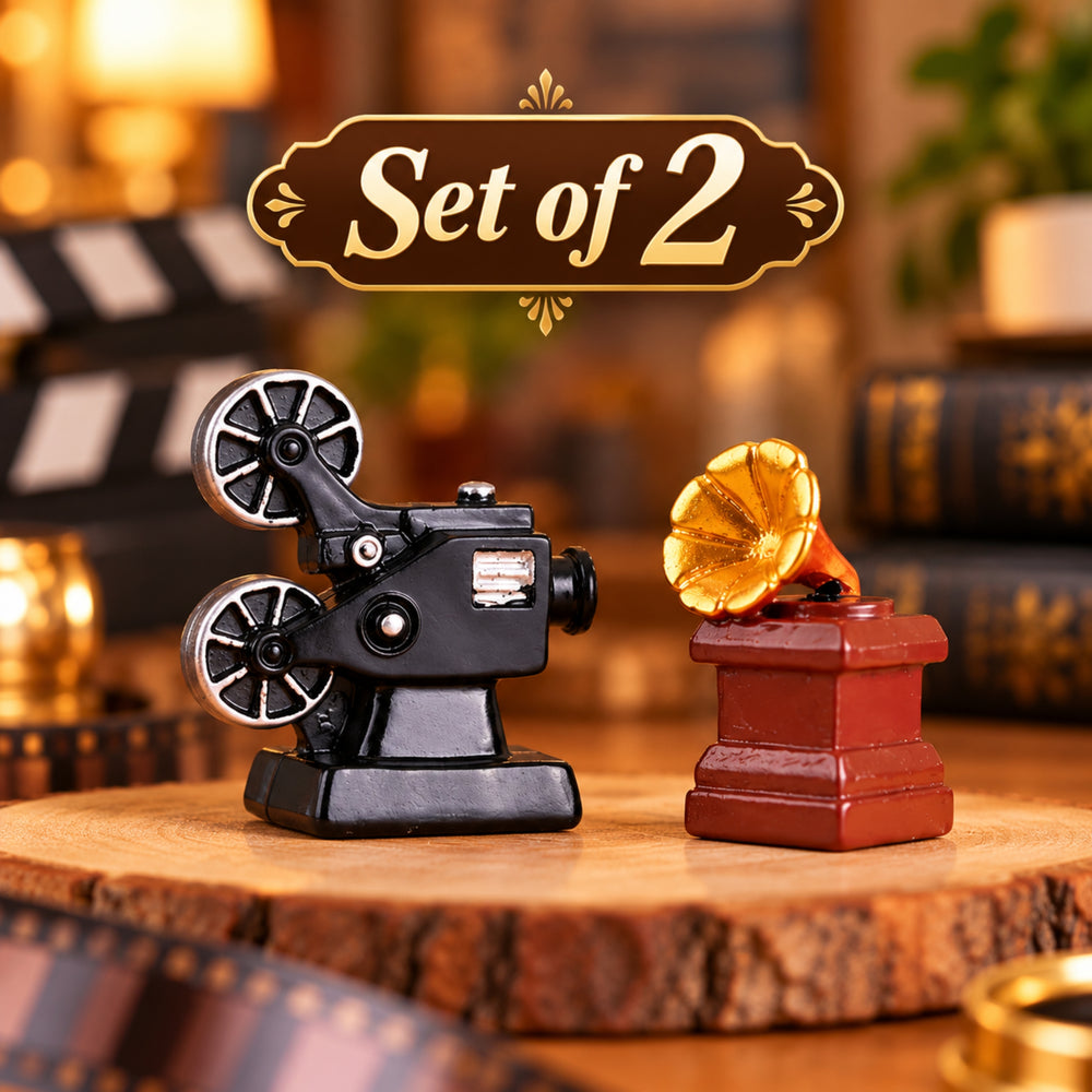 Set of 2 Miniature Vintage Film Set - Retro Media Collectibles | Desk Decor | Dollhouse Accessories