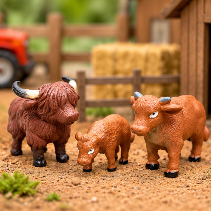 Set of 3 OX Figures| Animal Miniature Fairy Garden Accessory| Resin mini Charm for Garden, DIY Craft, Dollhouse