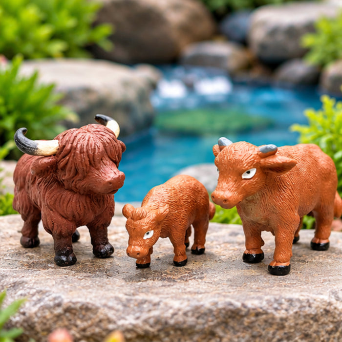 Set of 3 OX Figures| Animal Miniature Fairy Garden Accessory| Resin mini Charm for Garden, DIY Craft, Dollhouse