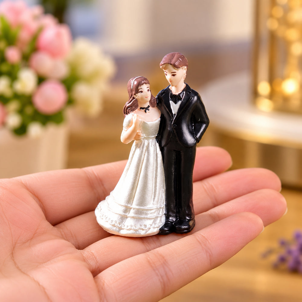 Miniature Bride and Groom Figurine - Wedding & Anniversary Collectible Statue