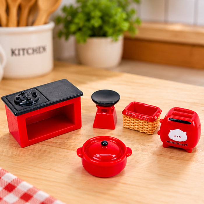 Set of 5 Premium Dollhouse Kitchen Furniture & Appliance Set