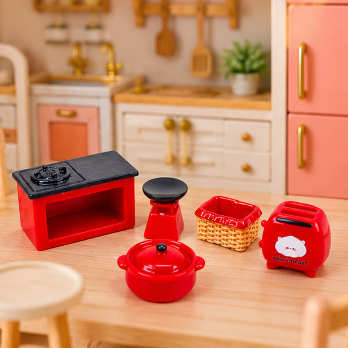 Set of 5 Premium Dollhouse Kitchen Furniture & Appliance Set
