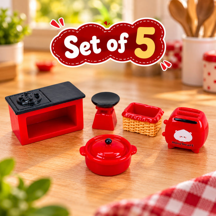 Set of 5 Premium Dollhouse Kitchen Furniture & Appliance Set