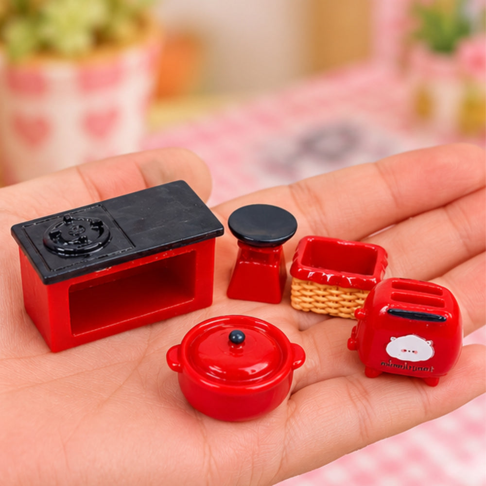 Set of 5 Premium Dollhouse Kitchen Furniture & Appliance Set