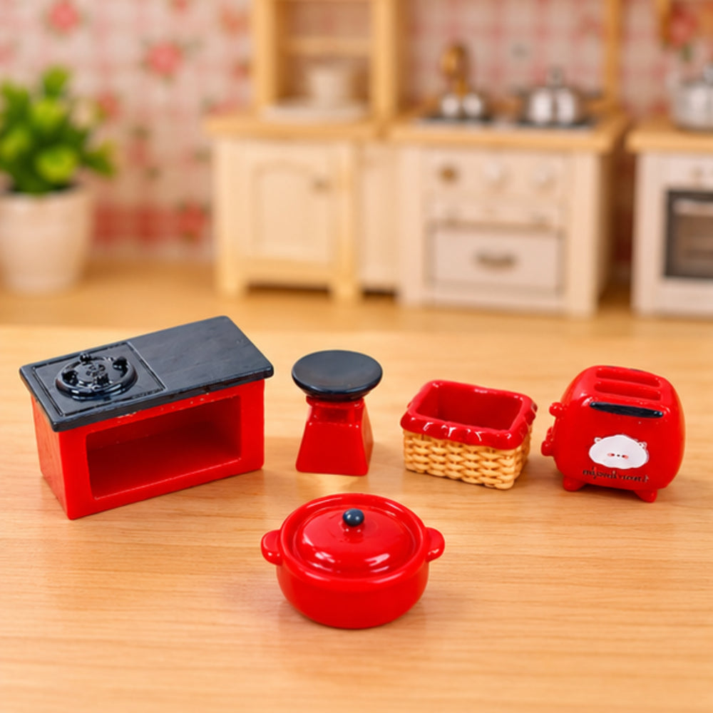 Set of 5 Premium Dollhouse Kitchen Furniture & Appliance Set