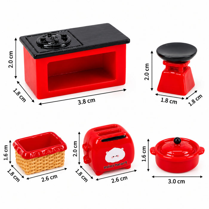 Set of 5 Premium Dollhouse Kitchen Furniture & Appliance Set