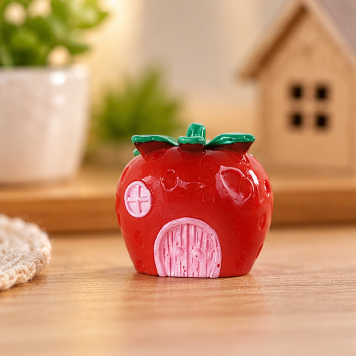 Strawberry Fairy House Miniature| Indoor/Outdoor decoration | Fairy Gardens, Dollhouses, Desk Accessory | Resin mini fake fruit toy figurine