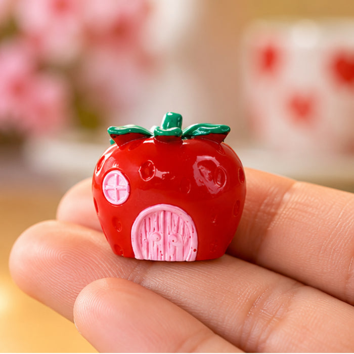 Strawberry Fairy House Miniature| Indoor/Outdoor decoration | Fairy Gardens, Dollhouses, Desk Accessory | Resin mini fake fruit toy figurine