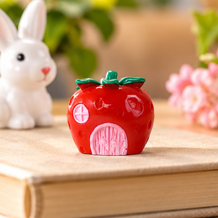 Strawberry Fairy House Miniature| Indoor/Outdoor decoration | Fairy Gardens, Dollhouses, Desk Accessory | Resin mini fake fruit toy figurine