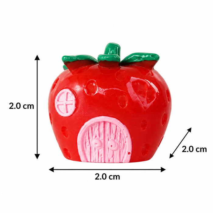 Strawberry Fairy House Miniature| Indoor/Outdoor decoration | Fairy Gardens, Dollhouses, Desk Accessory | Resin mini fake fruit toy figurine