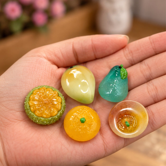 Wonderland Exotic Miniature Fruit Collection - 5 Piece Set| Miniature Fruit Figures Set | Realistic Dollhouse Kitchen Decoration & Craft Supplies