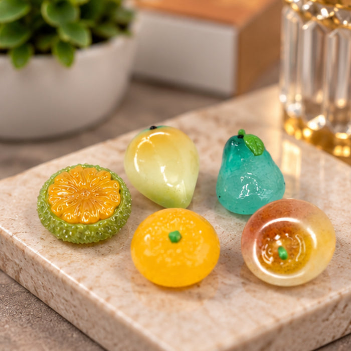 Wonderland Exotic Miniature Fruit Collection - 5 Piece Set| Miniature Fruit Figures Set | Realistic Dollhouse Kitchen Decoration & Craft Supplies