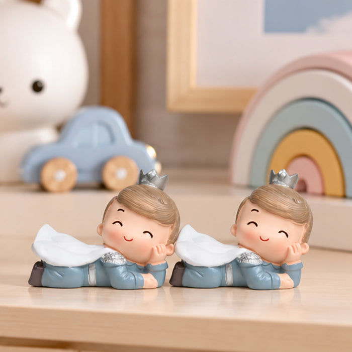 ( Pack of 2 Lying Prince | Car décor| Baby Shower Gifts | Shelf Décor | Resin Home décor