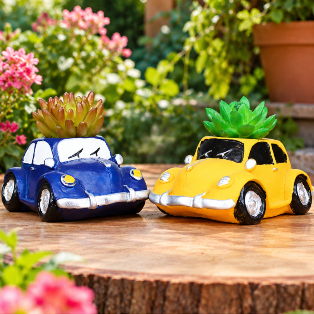 (Set of 2) Car Shape Succulent Pot for Small Plants