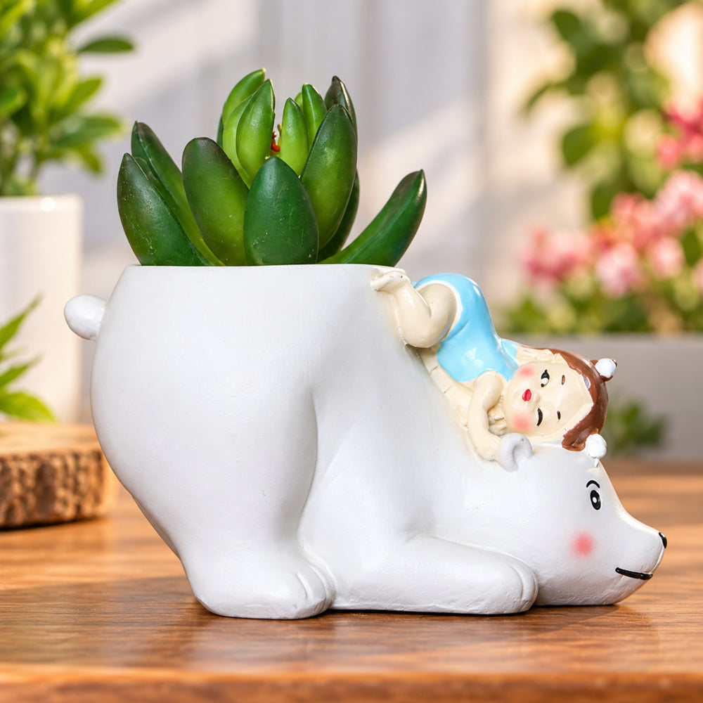 White Bear Succulent Pot for Home and Balcony Decoration