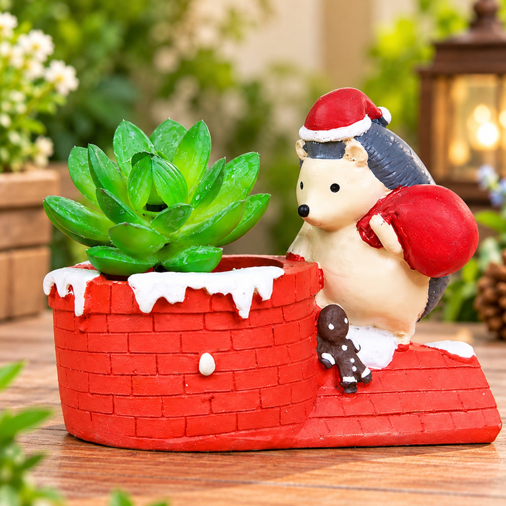 Hedgehog Santa Succulent Pot for Home and Balcony decoration