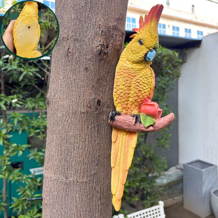 Hanging Green Parrot ( Set of 2 ) Garden Figurine
