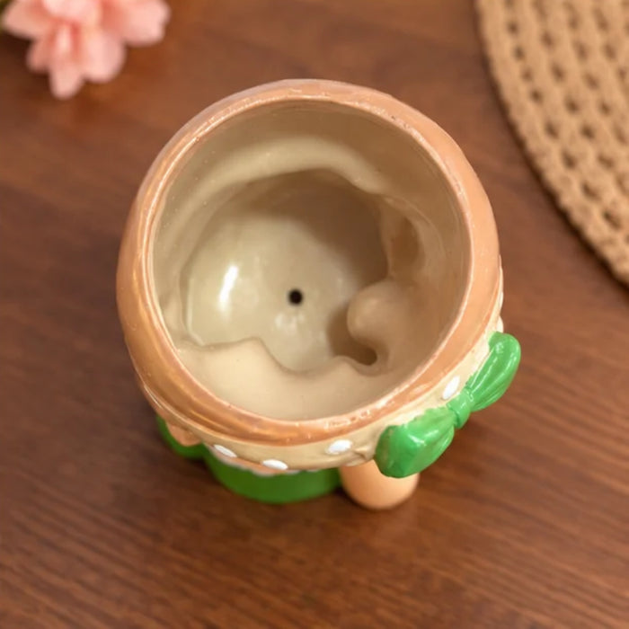 Cute Girl Face Planter for Succulents – 4-Inch Resin Flower Pot(Green Dress, Plant Not Included)