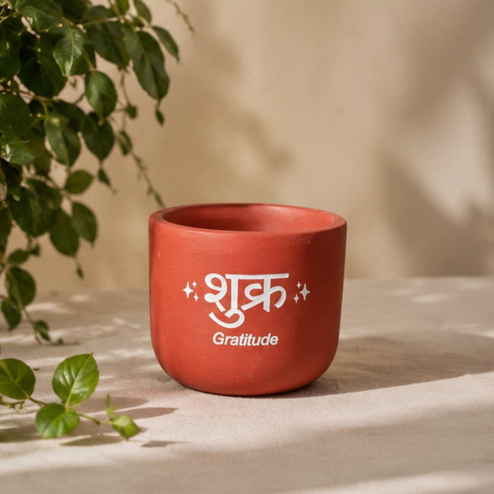 Handmade Terracotta Planter Pot with "Shukr" (Gratitude) –