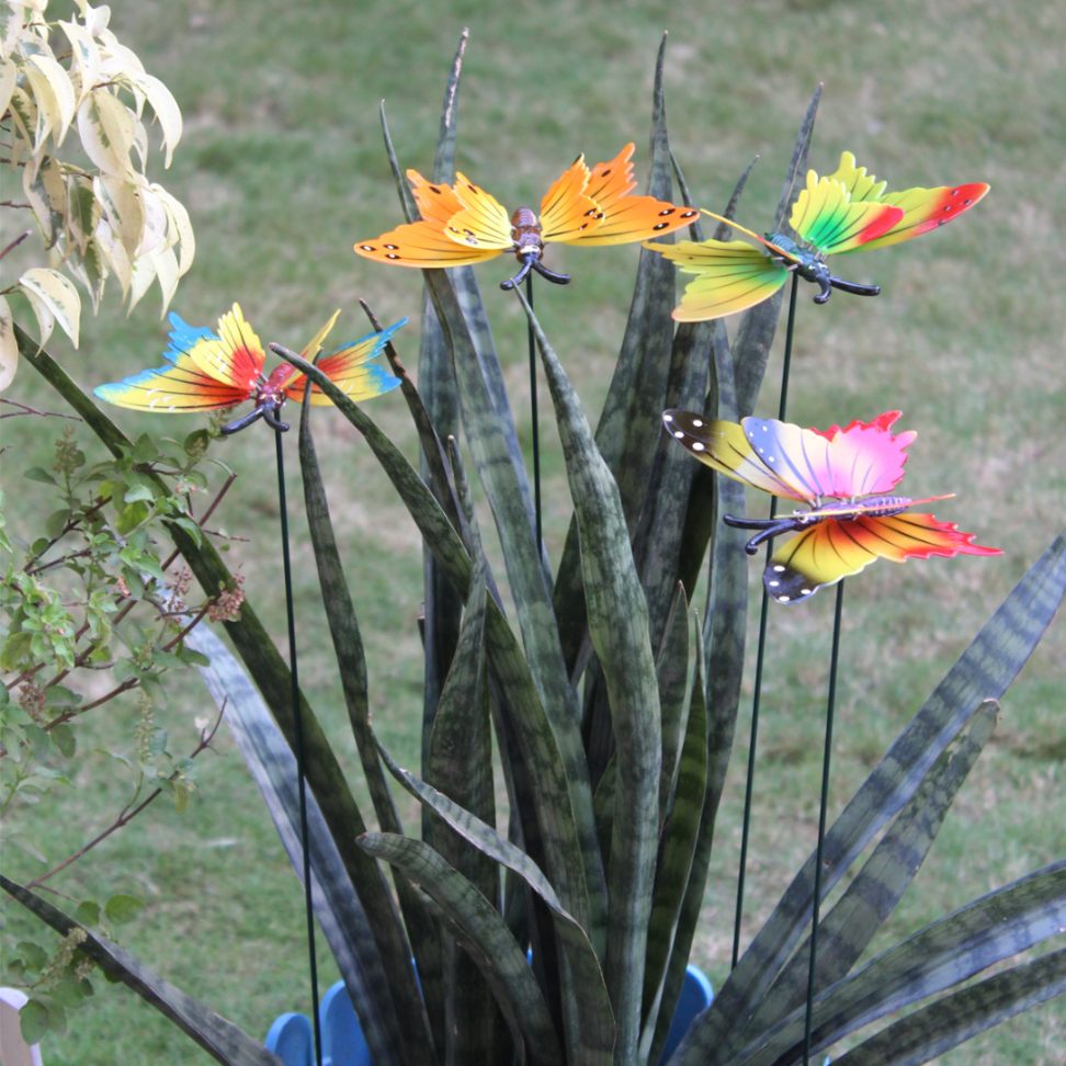 Colorful Butterfly Garden Stakes for Potted Plants & Outdoor Decor (Set of 4) – Multicolor Weather-Resistant Sticks