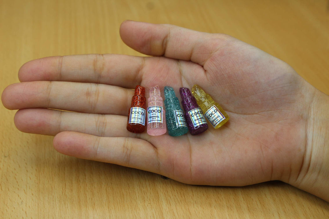 Wonderland Miniature Sparkling Cosmetic Collection - 5 Pcs Charm Set| Miniature for Craft supplies, Doll House accessories