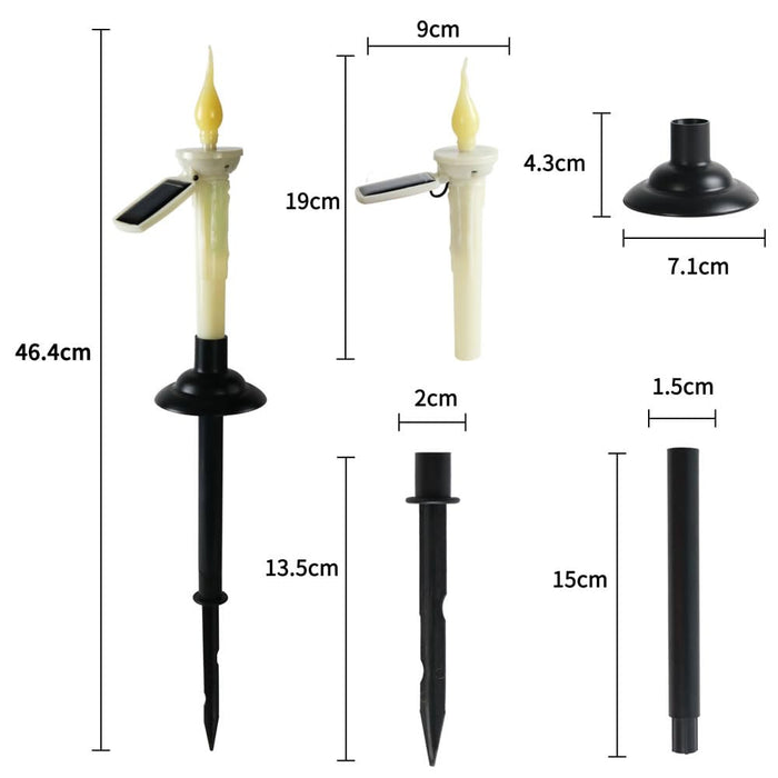 Solar-Powered Flame Candle Garden Stakes (Set of 2) – LED Outdoor Pathway & Landscape Lighting