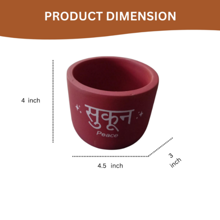 Handmade Terracotta Planter Pot with "Sukoon/Peace" , Pink