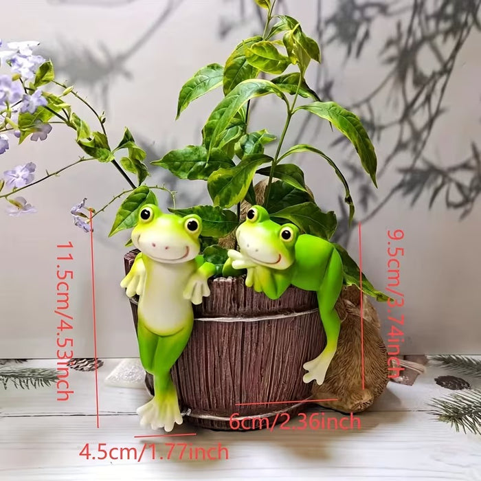 set of 2Hanging Frog Figurine Set, Pot Hugger