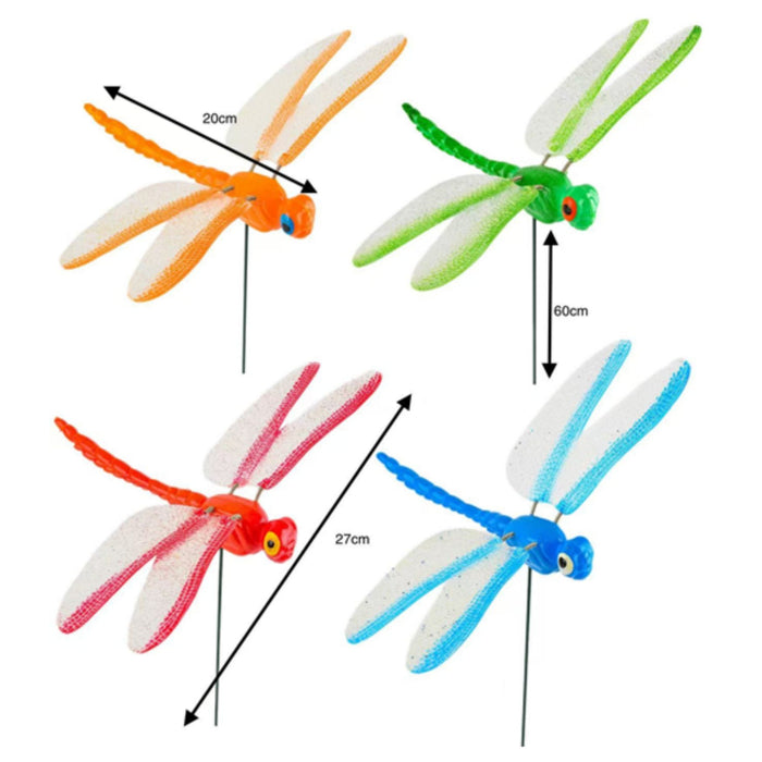 Set of 2 Colorful Dragonfly Garden Stakes – Decorative Garden Insect Plant Sticks