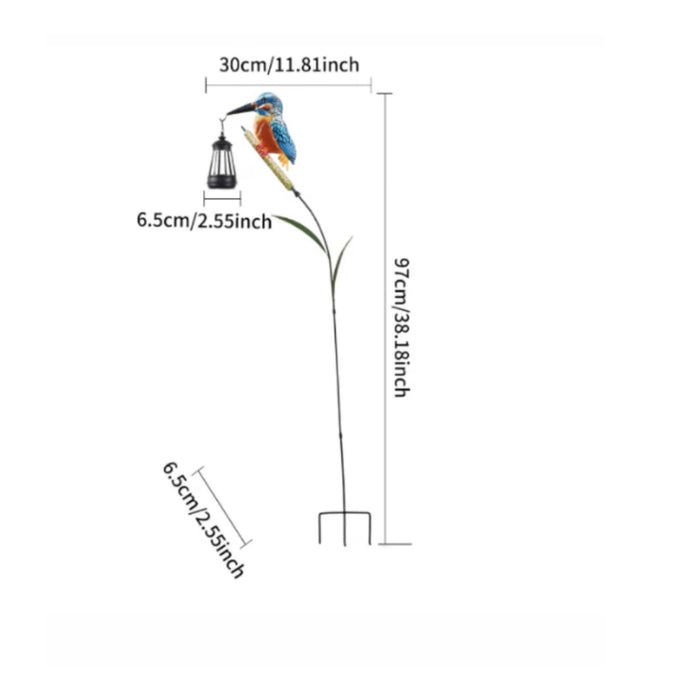 Kingfisher Garden Stick with Solar Lantern – Decorative Outdoor Garden Light