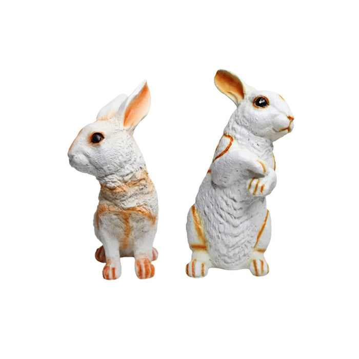 (Set of 2) Resin Sitting & Standing Bunny Rabbit Statue