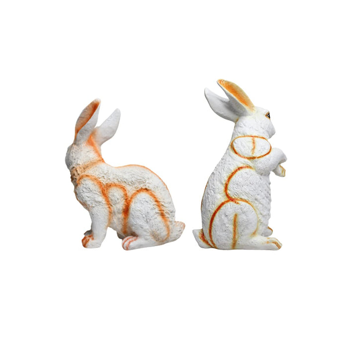 (Set of 2) Resin Sitting & Standing Bunny Rabbit Statue