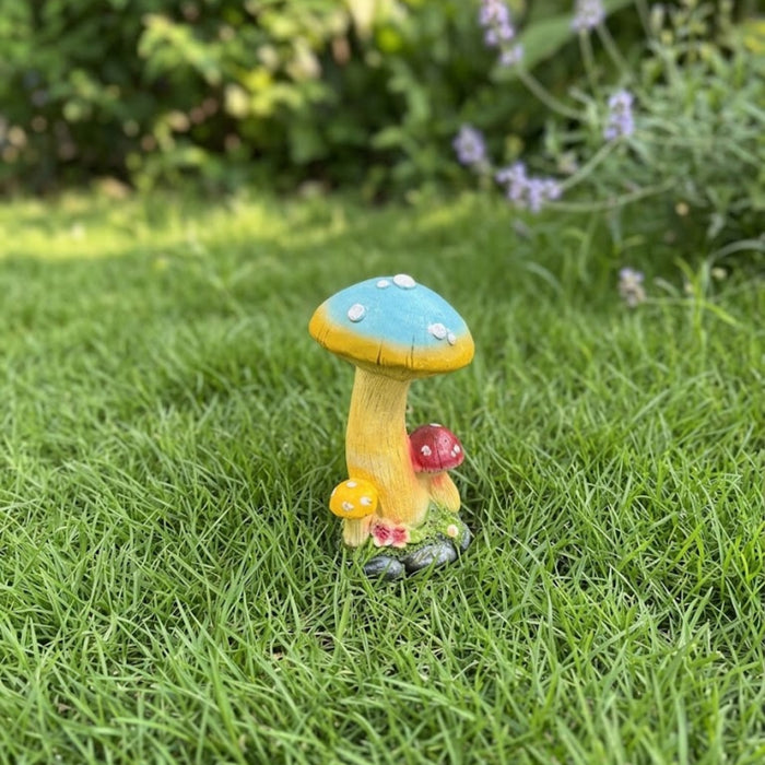 Hand-Painted Resin Blue Mushroom Figurine