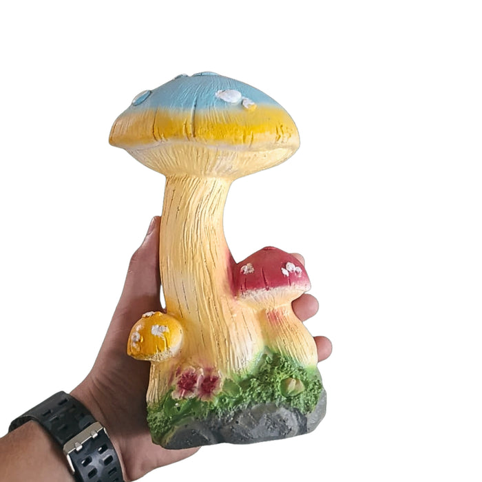Hand-Painted Resin Blue Mushroom Figurine