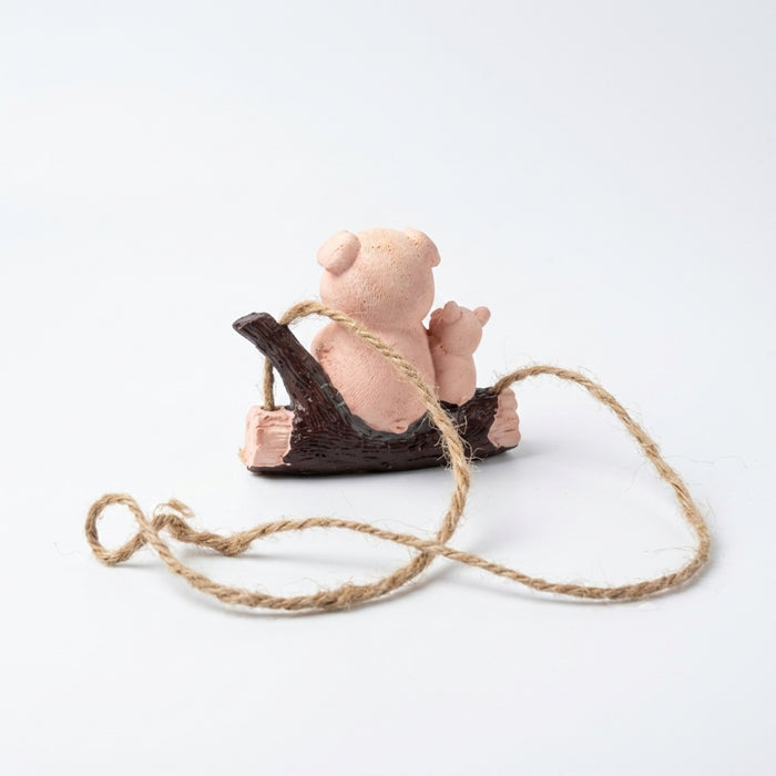 Cute Reading Pigs on Log Swing Mini Hangings Ornament