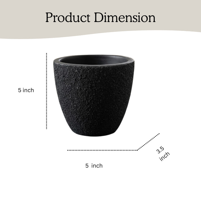 Handcrafted Textured Terracotta Plant Pot – Modern Black