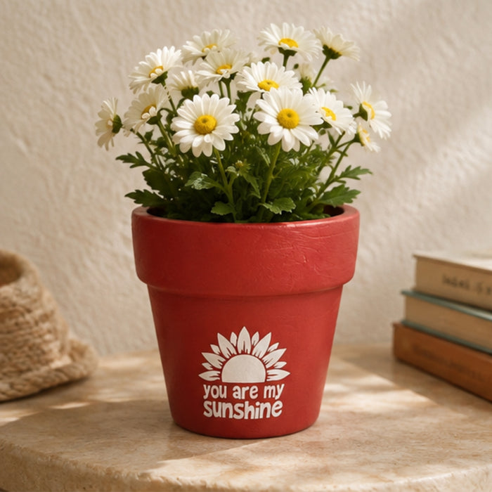 Handpainted Terracotta Flower Pot - "You Are My Sunshine"