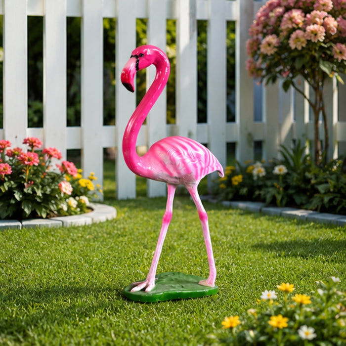 Vibrant Pink Flamingo Statue for Garden Decor – Hand-Painted Resin Flamingo Yard Art,