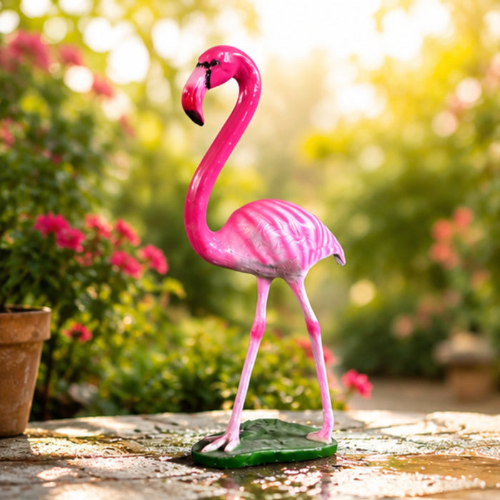 Vibrant Pink Flamingo Statue for Garden Decor – Hand-Painted Resin Flamingo Yard Art,