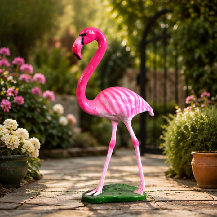 Vibrant Pink Flamingo Statue for Garden Decor – Hand-Painted Resin Flamingo Yard Art,