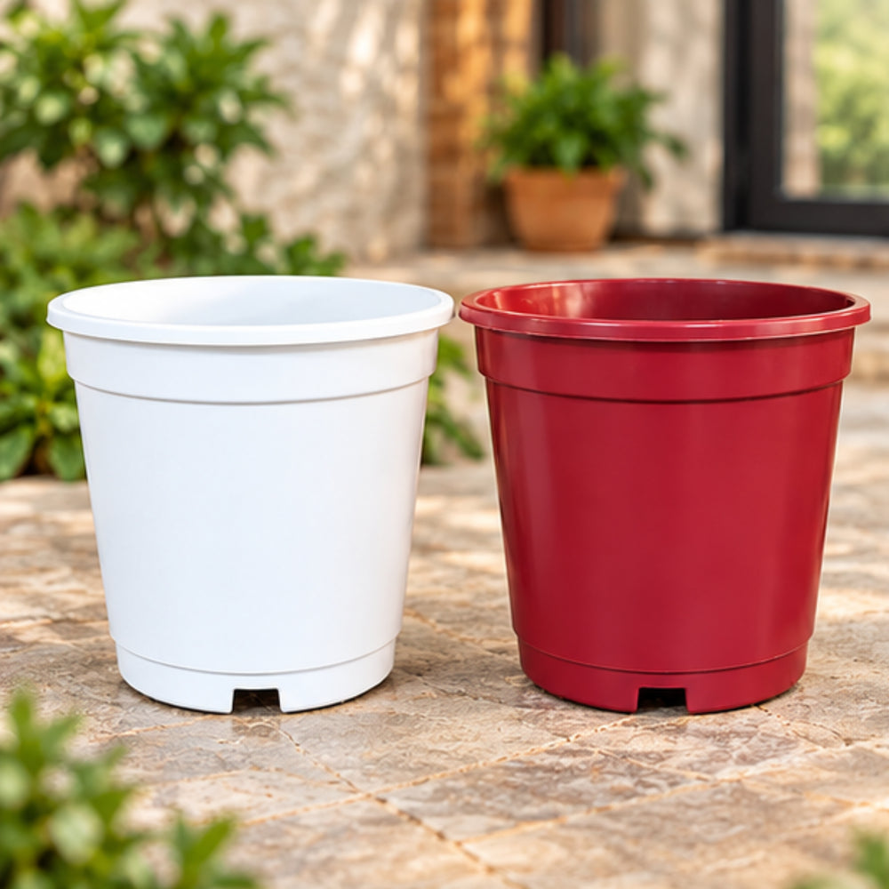 8 Inch Plastic Plant Pots Set of 2 – Decorative Indoor & Outdoor Garden Planters