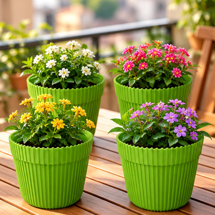 Wonderland (Set of 4 Green Fresh Plastic Garden Pot