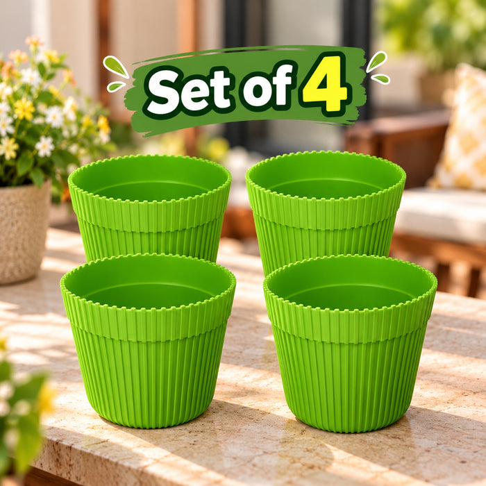 Wonderland (Set of 4 Green Fresh Plastic Garden Pot