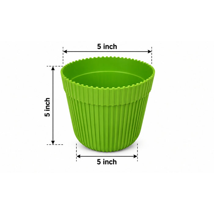 (Set of 6 Green French Plastic Garden Pot