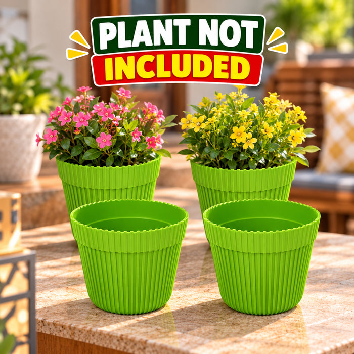 Wonderland (Set of 4 Green Fresh Plastic Garden Pot
