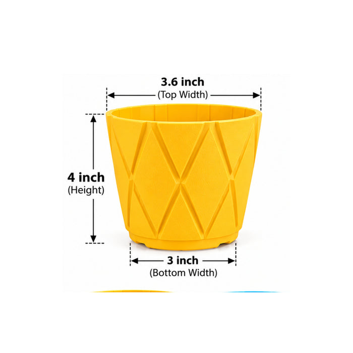 4 Inch Geometric Plastic Planter Pots Set of 6 – Multicolor Pots for Indoor & Outdoor Plants